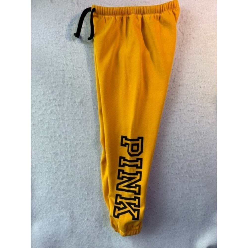 Victoria's Secret‎ PINK Mustard Yellow Fleece Jogger Sweatpants Womens Medium - Picture 5 of 7